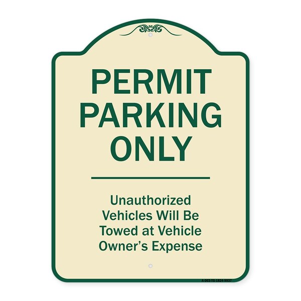 Designer Series-Permit Parking Unauthorized Vehicles Will Be Towed Veh, 24" x 18", TG-1824-9937